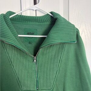 Aerie Green Quarter-Zip Pullover